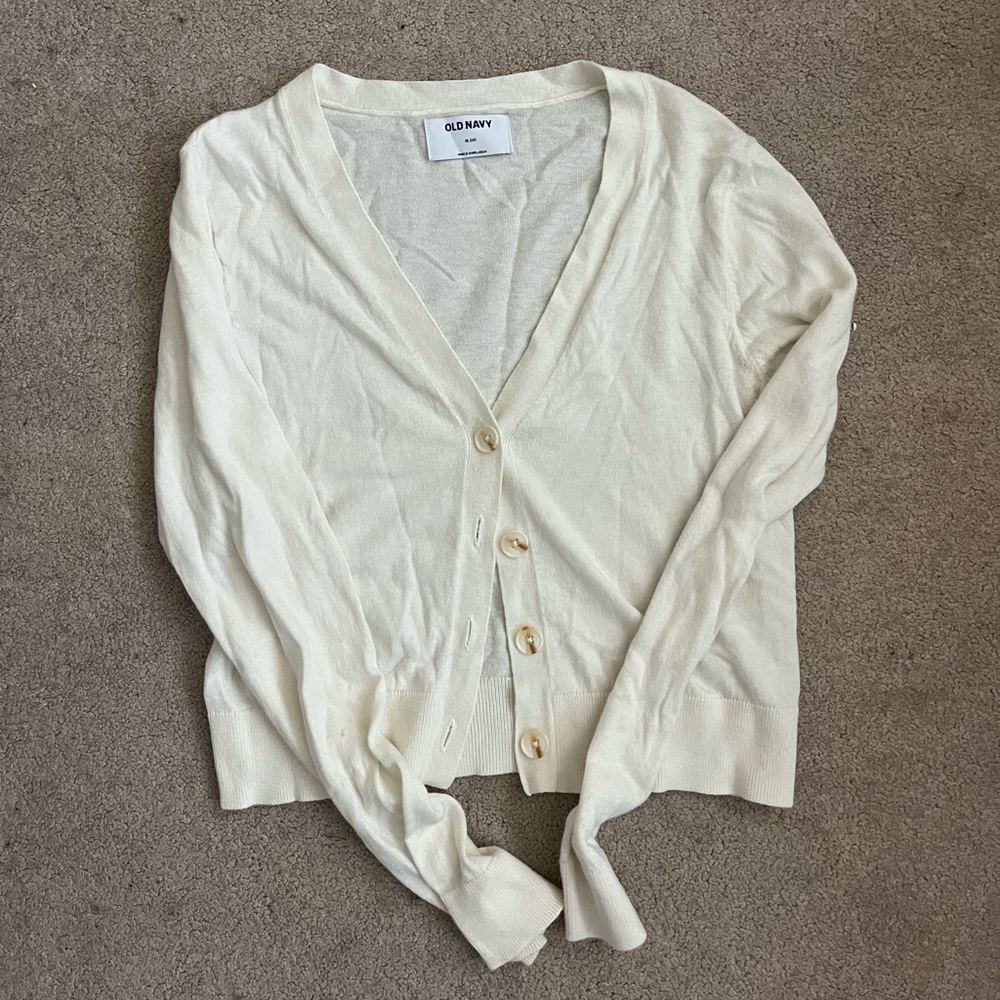 Old Navy Cream Knit Cardigan Sweater